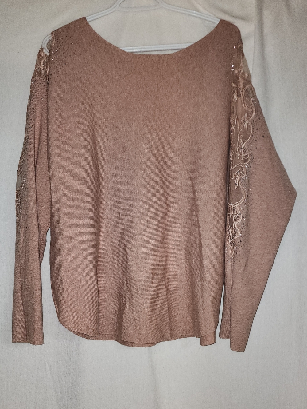 Milano Blush Embellished Off-the-Shoulder Sweater